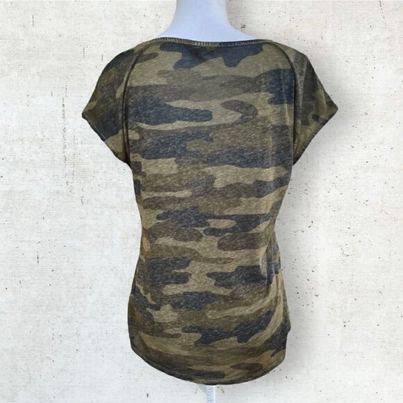Lucky Brand Camo Tie Front Top Tee Sz S - Picture 6 of 9